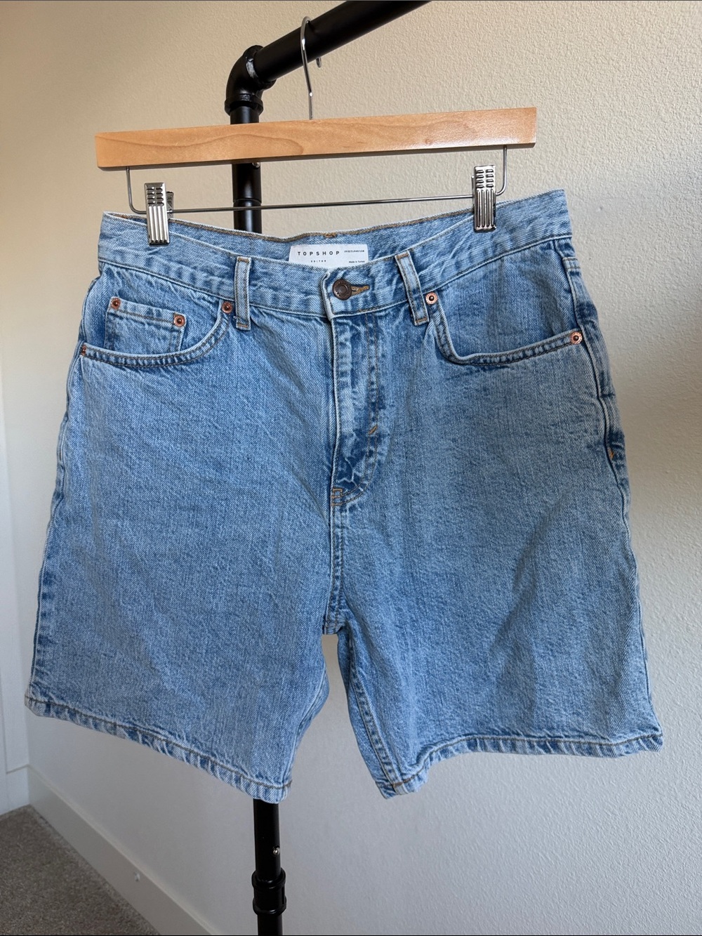 Topshop Light Wash Blue Denim Jean Shorts - Size 8
